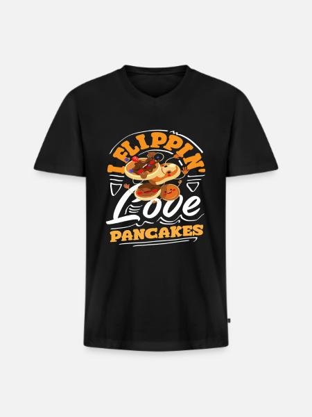 J’adore retourner les crêpes - T-shirt encolure en V Premium bio Homme - noir