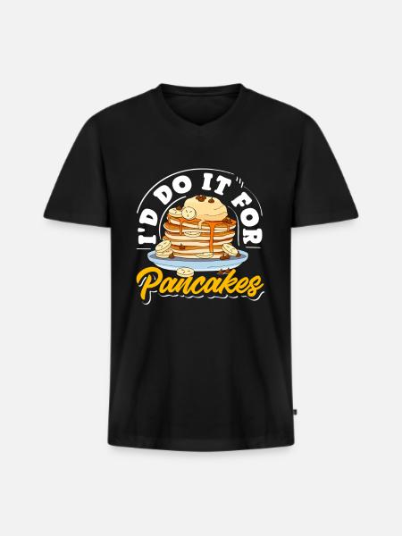 Pannenkoeken Ik zou alles doen voor pannenkoeken - Mannen Premium Bio T-shirt met V-hals - zwart
