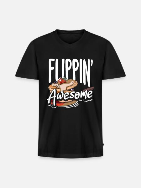 Pancakes Flippin' Awesome Breakfast - Men's Premium Organic T-shirt with V-neck - black