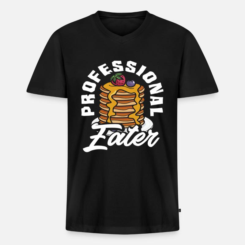Pancakes Professional Eater Fun - Men's Premium Organic T-shirt with V-neck - black