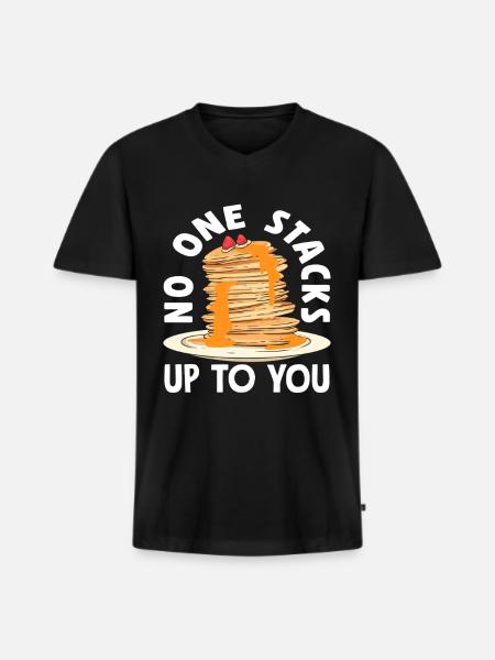 Pancakes Nobody Stacks Higher - Men's Premium Organic T-shirt with V-neck - black