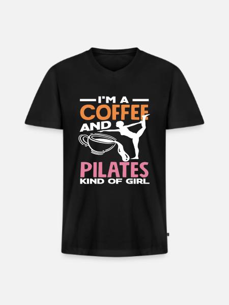 Pilates and coffee lover - Men's Premium Organic T-shirt with V-neck - black