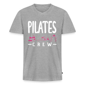 Pilates Crew Team Motivation Joy - Men's Premium Organic T-shirt with V-neck - heather grey - Front
