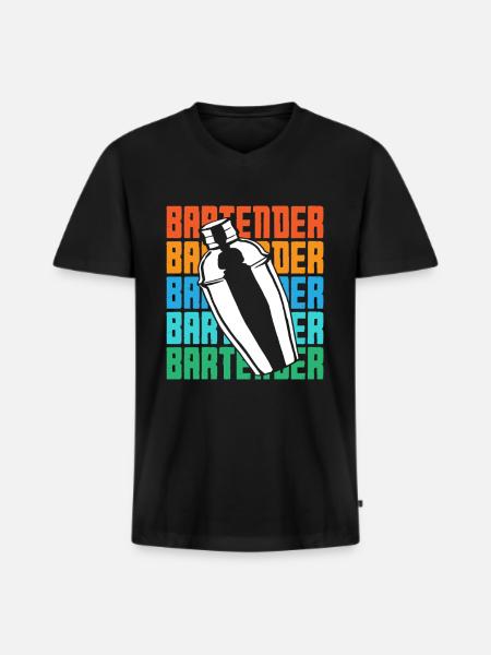 Bartender Shaker Retro Style Design - Men's Premium Organic T-shirt with V-neck - black