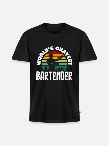 Weltbester Okayester Barkeeper Design - Männer Premium Bio T-Shirt mit V-Ausschnitt - Schwarz