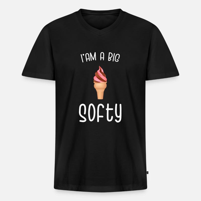 Eis Softeis Eisdiele Sommer Geschenk - Männer Premium Bio T-Shirt mit V-Ausschnitt - Schwarz