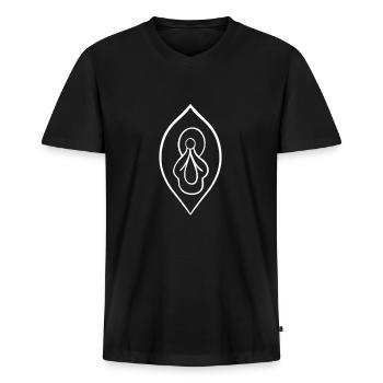 Vagina Scheide Feminismus Feministin Geschenk - Männer Premium Bio T-Shirt mit V-Ausschnitt - Schwarz - Vorne - Nico (187cm)