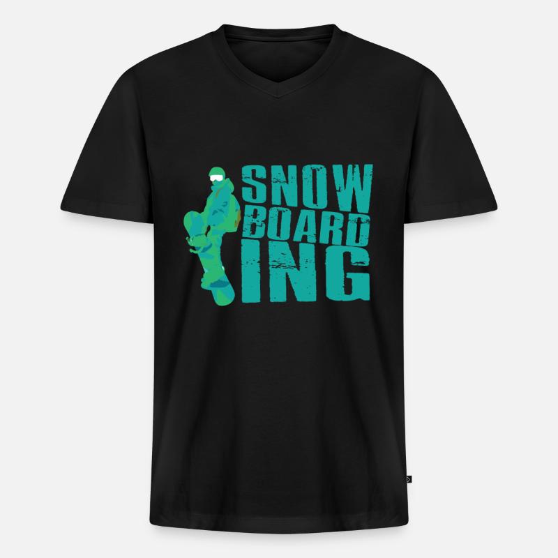 Snowboarding - Männer Premium Bio T-Shirt mit V-Ausschnitt - Schwarz