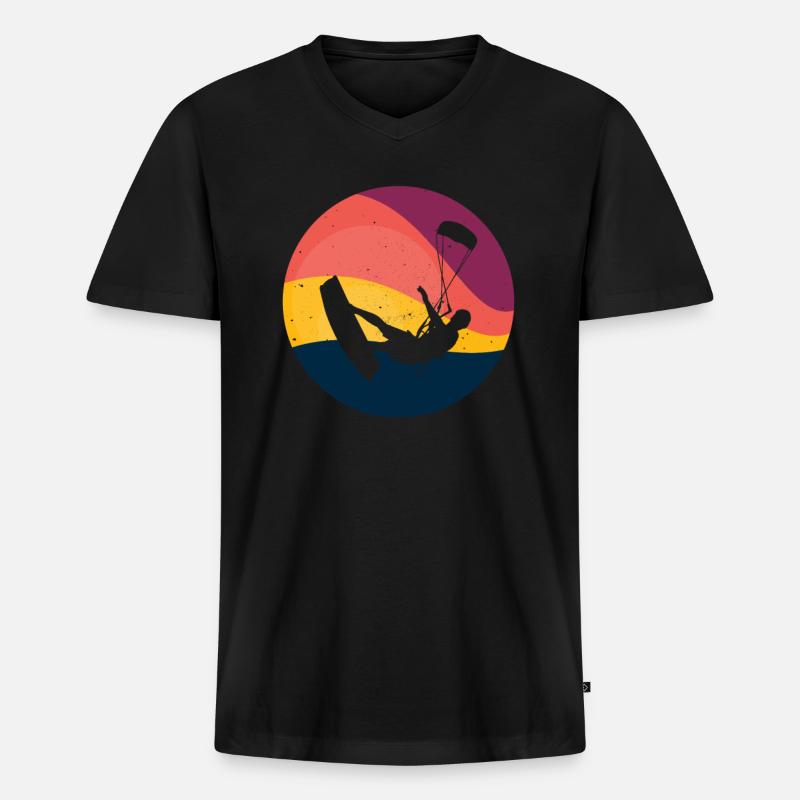 Kite Kiteboarding Kitesurfer Kiteboard Geschenk - Männer Premium Bio T-Shirt mit V-Ausschnitt - Schwarz
