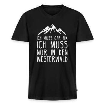 Westerwald Westerwälder Pfalz Wäller Geschenk - Männer Premium Bio T-Shirt mit V-Ausschnitt - Schwarz - Vorne - Nico (187cm)