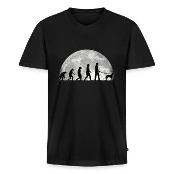 Galgo Español Lévrier espagnol - T-shirt encolure en V Premium bio Homme - noir - Devant - Nico (187cm)