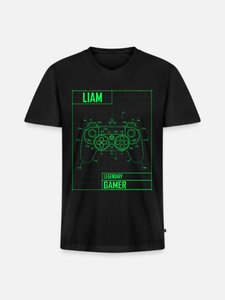 Liam Name Gift Personalized Legendary - Men's Premium Organic T-shirt with V-neck - black