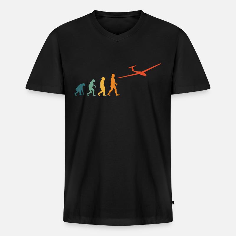 Segelflugzeug Evolution Retro Segelflieger - Männer Premium Bio T-Shirt mit V-Ausschnitt - Schwarz