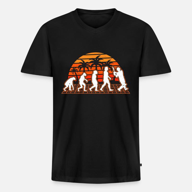Cricket Evolution Sunset Cricketer - T-shirt encolure en V Premium bio Homme - noir
