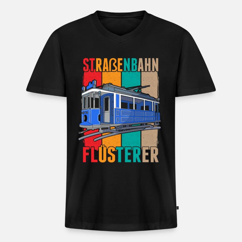 Straßenbahn Flüsterer Straßenbahnfahrer S-Bahn - Männer Premium Bio T-Shirt mit V-Ausschnitt - Schwarz