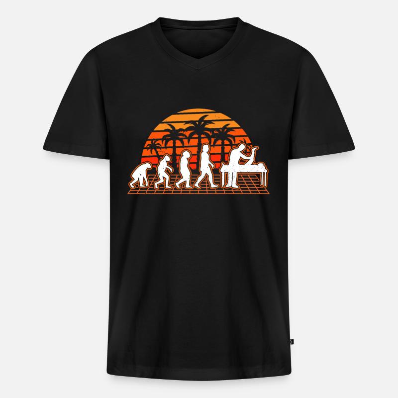 Physiotherapeut Evolution Retro Physiotherapie - Männer Premium Bio T-Shirt mit V-Ausschnitt - Schwarz