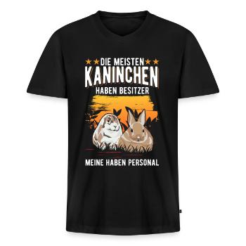 Kaninchen Personal Häschen Hase Kaninchen - Männer Premium Bio T-Shirt mit V-Ausschnitt - Schwarz - Vorne - Nico (187cm)