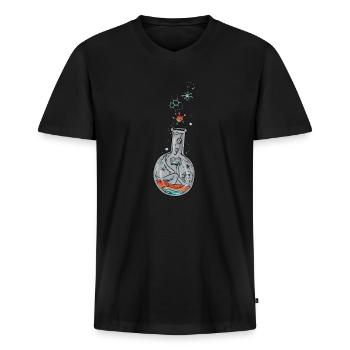 Chimie I Tube à essai Microscope de laboratoire - T-shirt encolure en V Premium bio Homme - noir - Devant - Nico (187cm)