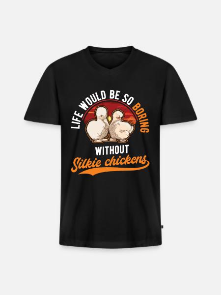 Silk Chicken Gift Silke Chicken - Ekologisk premium-T-shirt med V-ringning herr - svart
