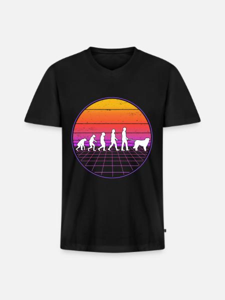 Kuvasz Evolution Rétro - T-shirt encolure en V Premium bio Homme - noir