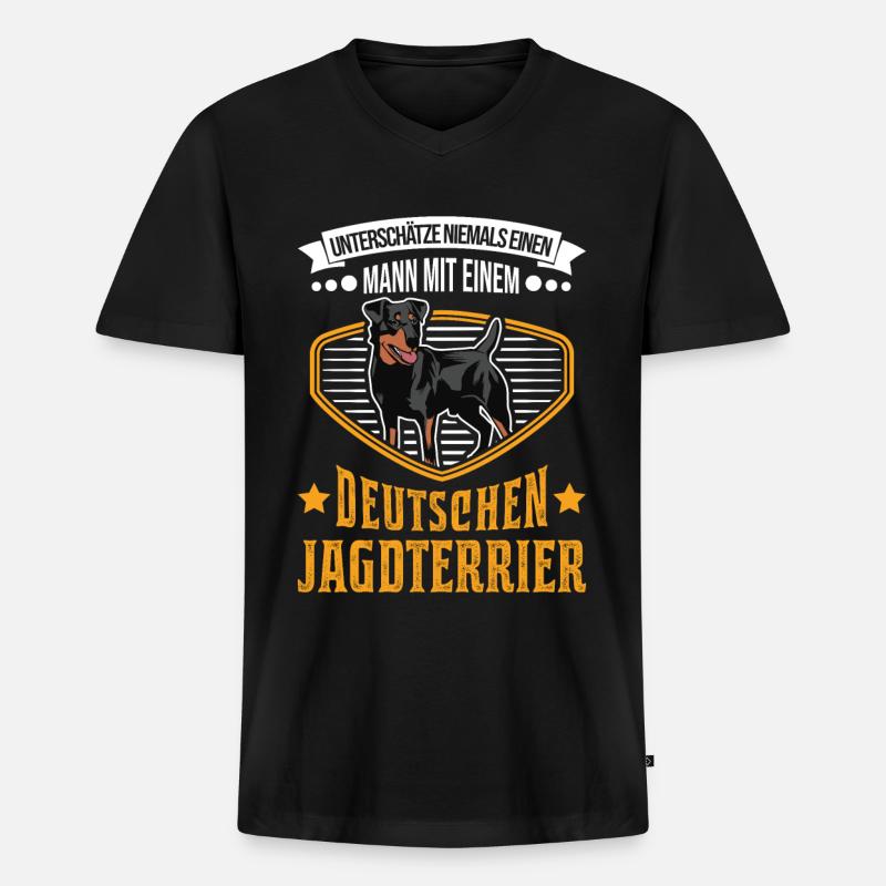 Deutscher Jagdterrier Mann - Männer Premium Bio T-Shirt mit V-Ausschnitt - Schwarz