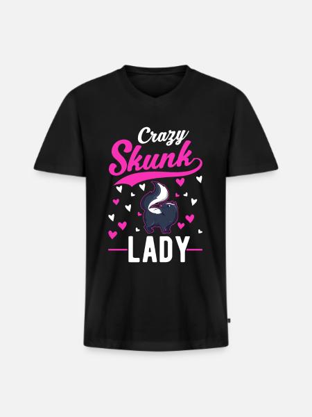 Crazy Skunk lady Stinktier - Männer Premium Bio T-Shirt mit V-Ausschnitt - Schwarz