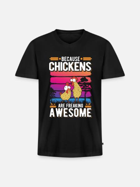Poulailler d’éleveur de poulet - T-shirt encolure en V Premium bio Homme - noir
