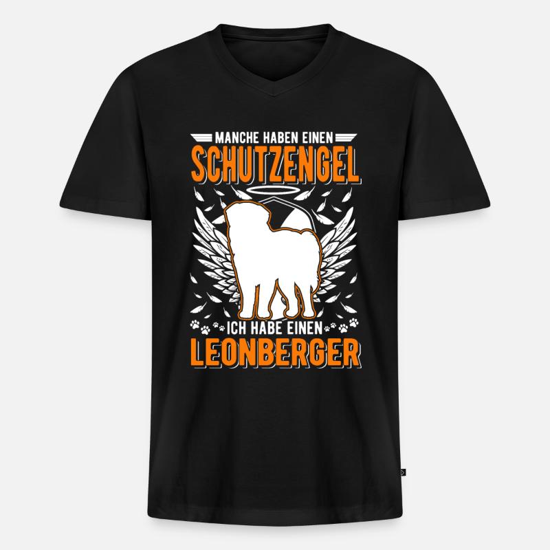 Leonberger Schutzengel - Männer Premium Bio T-Shirt mit V-Ausschnitt - Schwarz