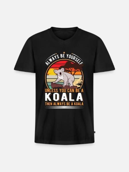 Koala Koalabär - Männer Premium Bio T-Shirt mit V-Ausschnitt - Schwarz