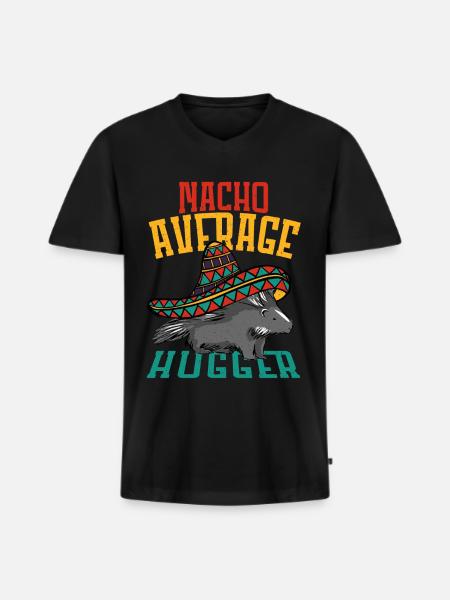 Nacho Average Hugger Porcupine Hedgehog - Men's Premium Organic T-shirt with V-neck - black