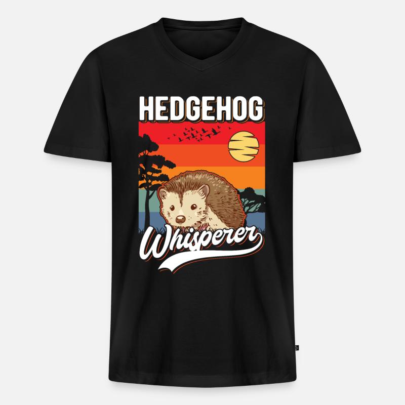 Igel Flüsterer Hedgehog Whisperer - Männer Premium Bio T-Shirt mit V-Ausschnitt - Schwarz