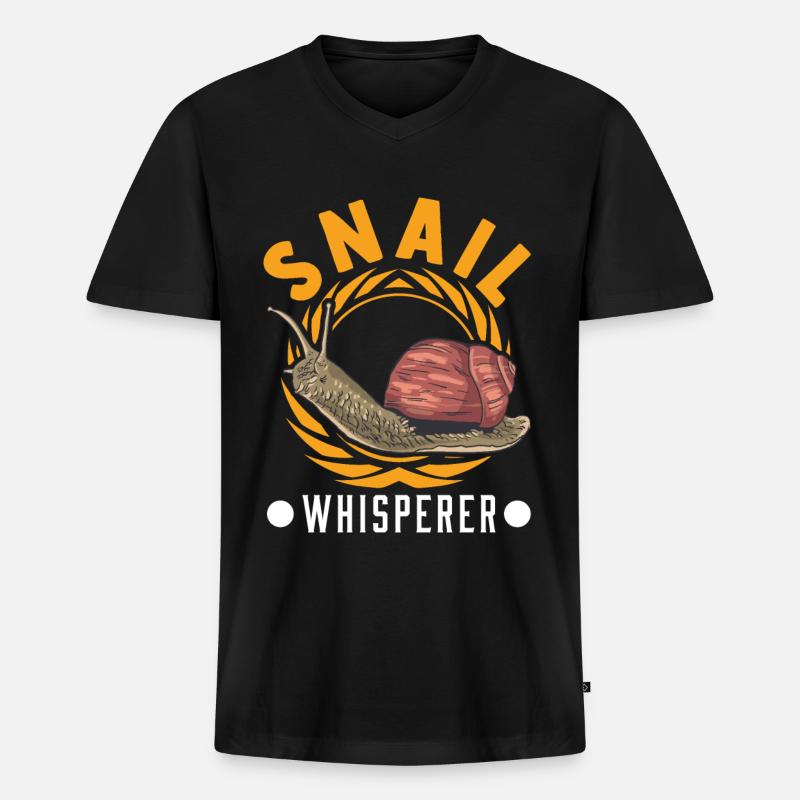 Schnecken Flüsterer Snail Whisperer - Männer Premium Bio T-Shirt mit V-Ausschnitt - Schwarz