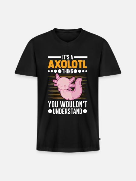 Axolotl Cadeau Queue Lurch - T-shirt encolure en V Premium bio Homme - noir
