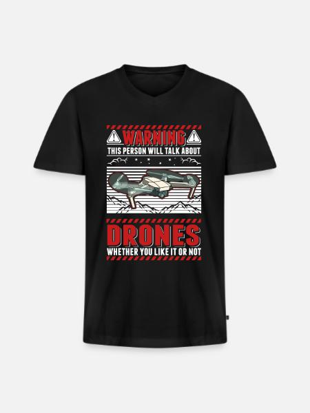 Drohne Drohnenpilot Quadrocopter - Männer Premium Bio T-Shirt mit V-Ausschnitt - Schwarz