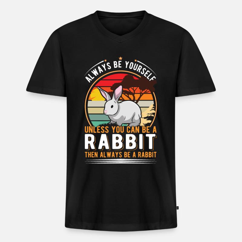 Rabbit Rabbit Rabbit Rabbit - Men's Premium Organic T-shirt with V-neck - black