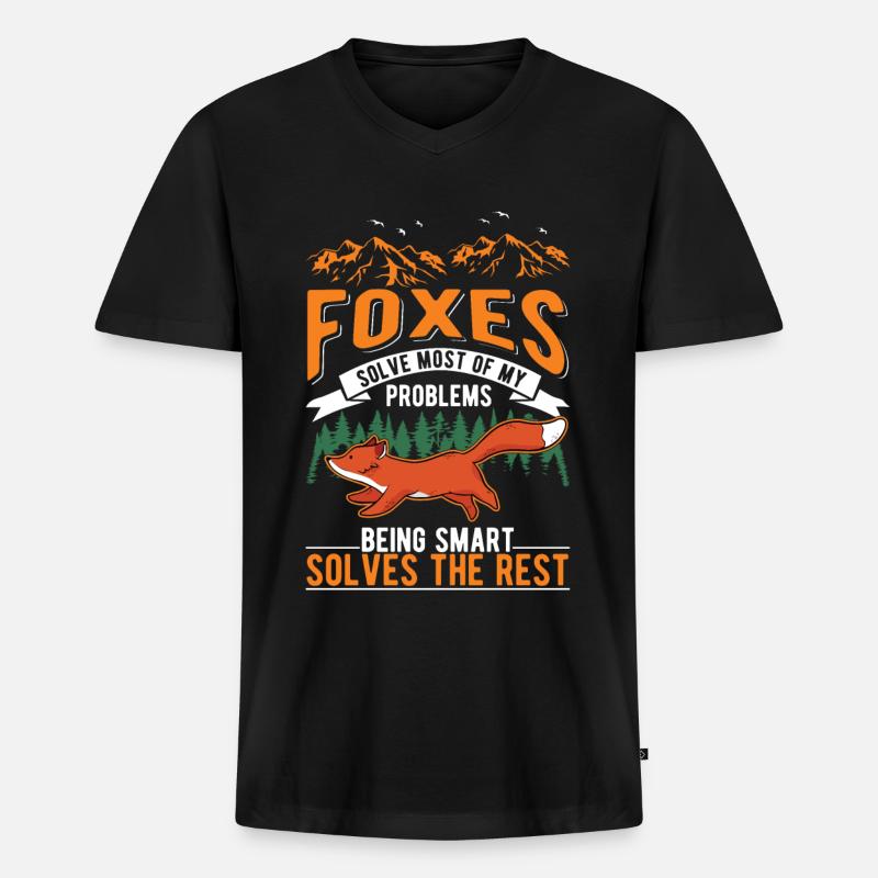 Fuchs Geschenk Rotfuchs - Männer Premium Bio T-Shirt mit V-Ausschnitt - Schwarz