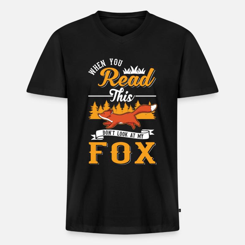Fuchs Geschenk Rotfuchs - Männer Premium Bio T-Shirt mit V-Ausschnitt - Schwarz