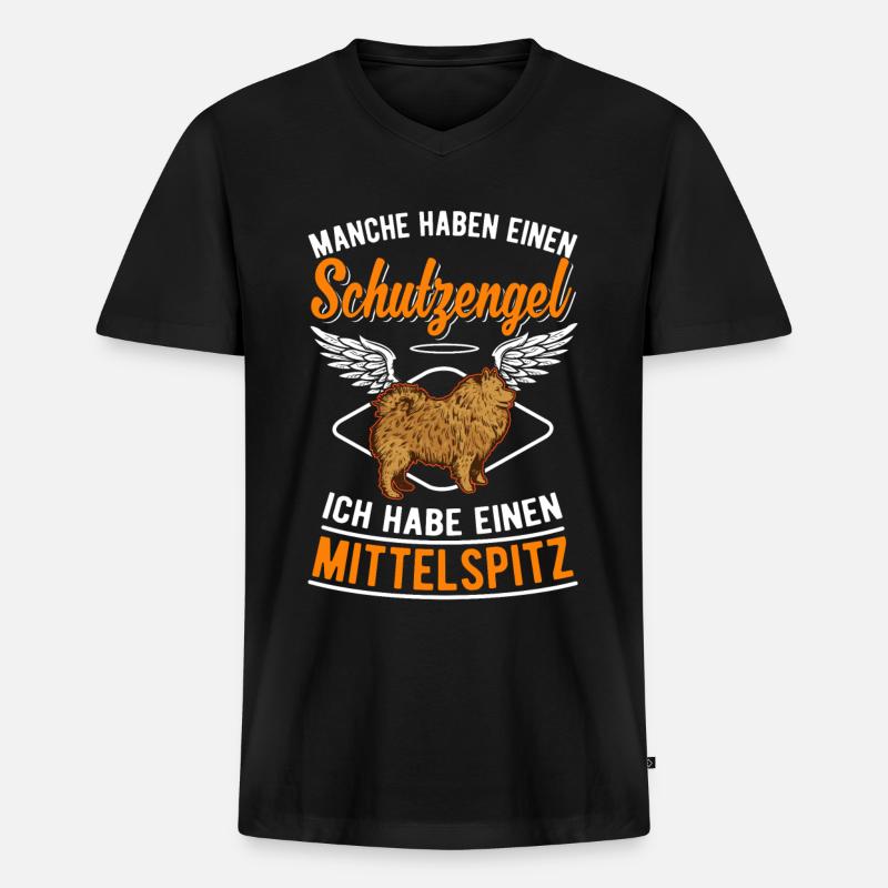 Mittelspitz Schutzengel - Männer Premium Bio T-Shirt mit V-Ausschnitt - Schwarz