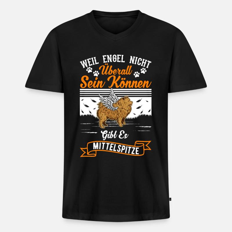 Mittelspitz Engel - Männer Premium Bio T-Shirt mit V-Ausschnitt - Schwarz
