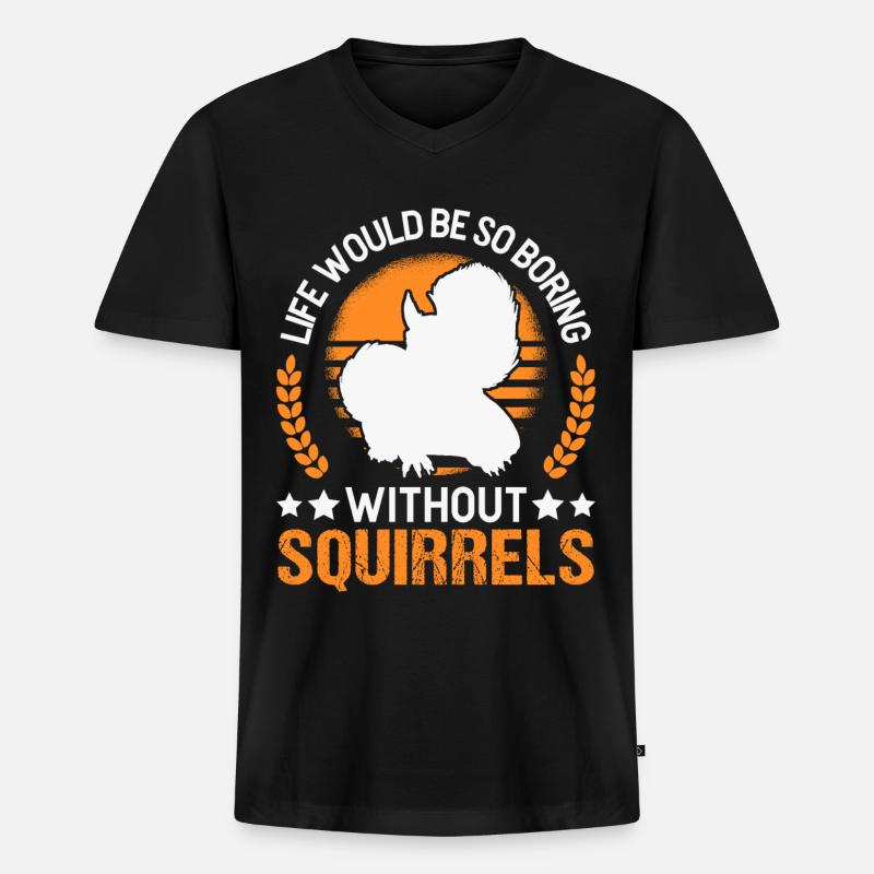 Eichhörnchen Geschenk Squirrel Grauhörnchen - Männer Premium Bio T-Shirt mit V-Ausschnitt - Schwarz