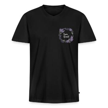 Lavendel I Team Braut Blumenkranz Hochzeit Boho - Männer Premium Bio T-Shirt mit V-Ausschnitt - Schwarz - Vorne - Nico (187cm)