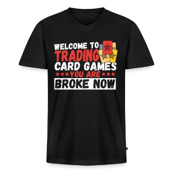 Welcome to Trading Card Games Trading Card Game - Männer Premium Bio T-Shirt mit V-Ausschnitt - Schwarz - Vorne - Nico (187cm)