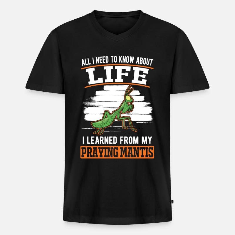 Gottesanbeterin Mantis Fangschrecke - Männer Premium Bio T-Shirt mit V-Ausschnitt - Schwarz