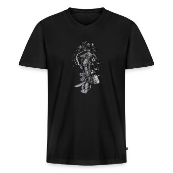 Samurai I Japanese Tattoo Manga Anime Mask for - Men's Premium Organic T-shirt with V-neck - black - Front - Nico (187cm)