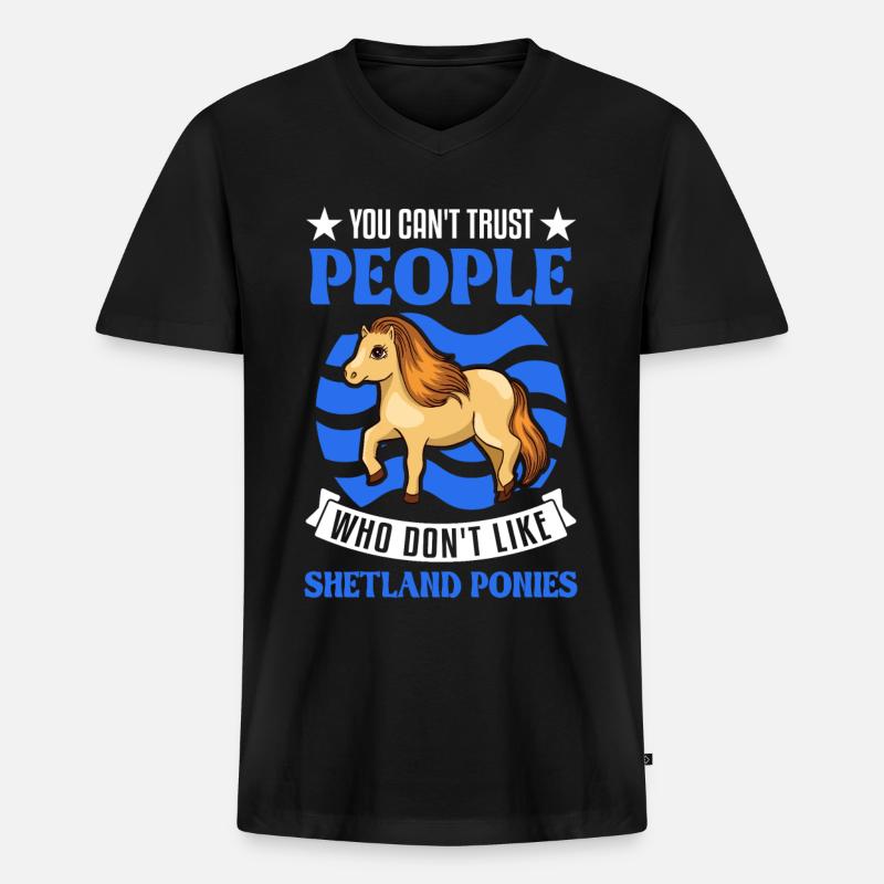 Shetland Pony Geschenk Shetty - Männer Premium Bio T-Shirt mit V-Ausschnitt - Schwarz