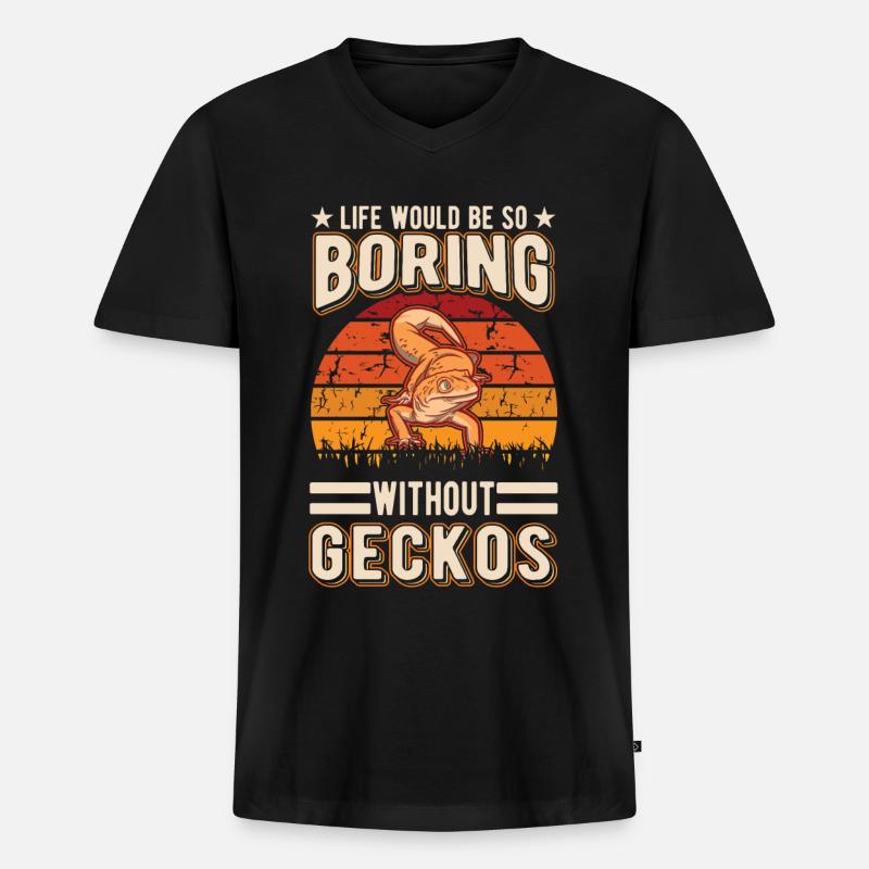 Life would be so boring without Geckos - Männer Premium Bio T-Shirt mit V-Ausschnitt - Schwarz