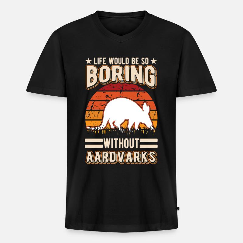 Erdferkel Geschenk Aardvark - Männer Premium Bio T-Shirt mit V-Ausschnitt - Schwarz