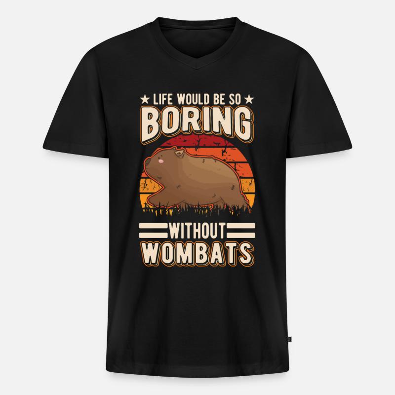 Australischer Wombat - Männer Premium Bio T-Shirt mit V-Ausschnitt - Schwarz