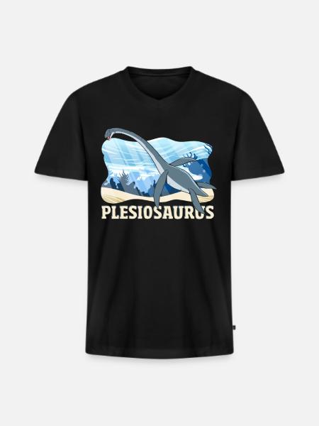 Plesiosaurus Dinosaur - Men's Premium Organic T-shirt with V-neck - black