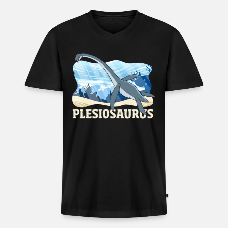 Plesiosaurus Dinosaur - Männer Premium Bio T-Shirt mit V-Ausschnitt - Schwarz